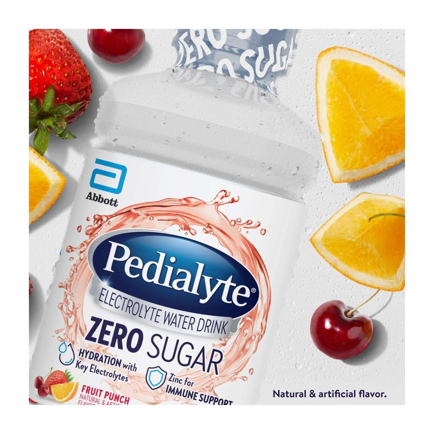 Pedialyte Zero-Sugar Electrolyte Drink, Fruit Punch Flavor, 1 Liter