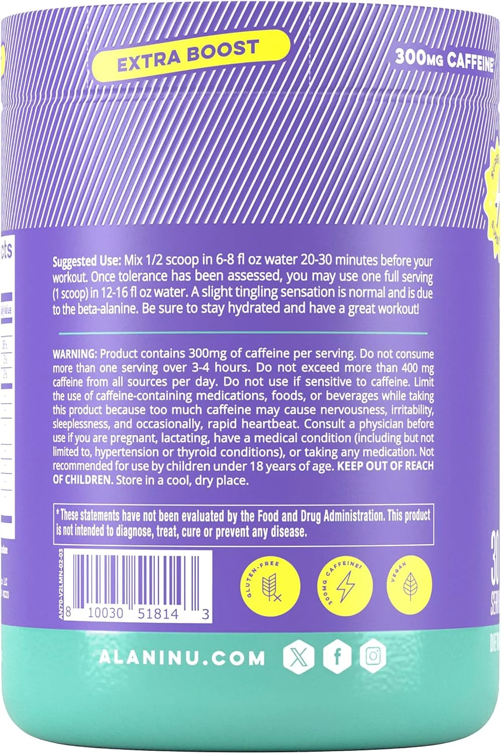 Pre-Workout+ Powder, Frozen Lemonade, 30 Servings, 300Mg Caffeine