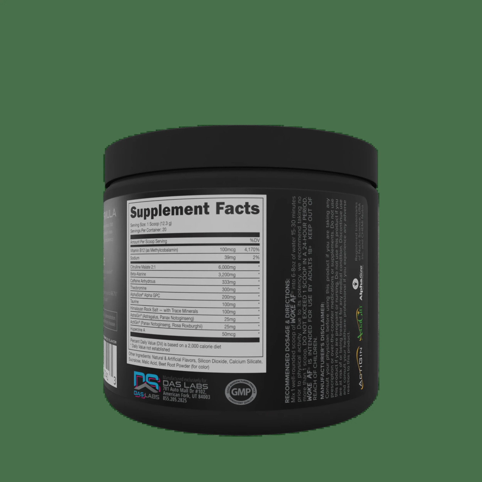 Woke AF Pre-Workout Powder, Increased Energy, Miami, 333Mg Caffeine, 20 Servings