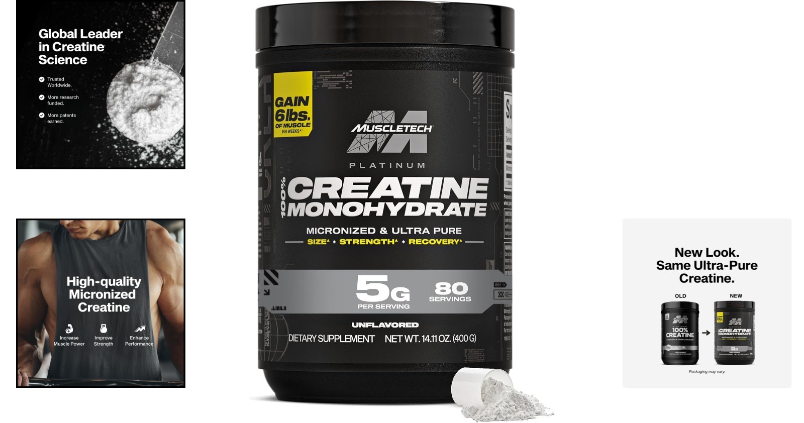 Creatine Monohydrate Powder for Men & Women – 80 Servings to Enhance Energy