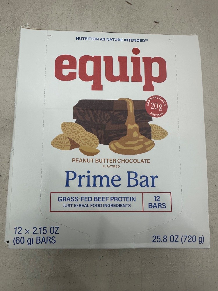 Equip Prime Protein Bars Peanut Butter Chocolate Grass-Fed Beef 12 Pack NEW