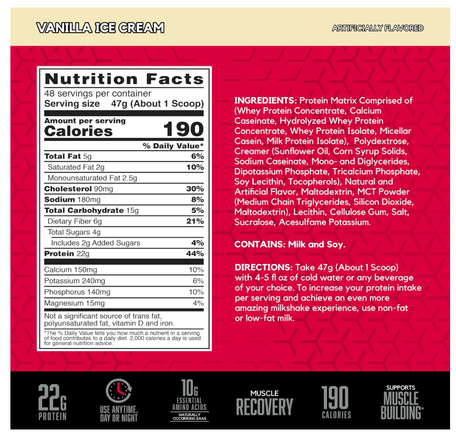 BSN Syntha-6 Protein Powder Vanilla 5LB 48Sv Whey Casein Blend