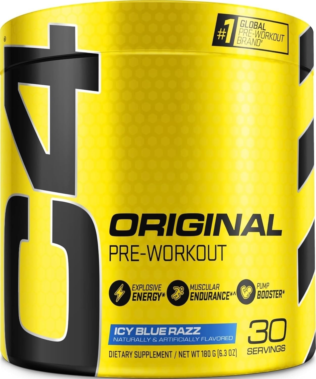 Pre-Workout Powder – Icy Blue Razz, 150mg Caffeine for Peak Performance