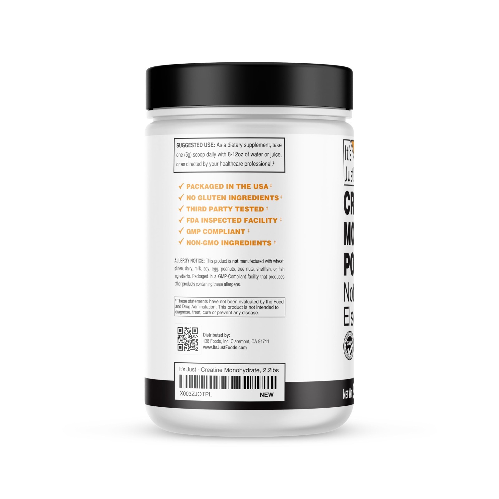 Pure Creatine Monohydrate Powder – 1000g, 5g Serving, Lab Tested, Unflavored