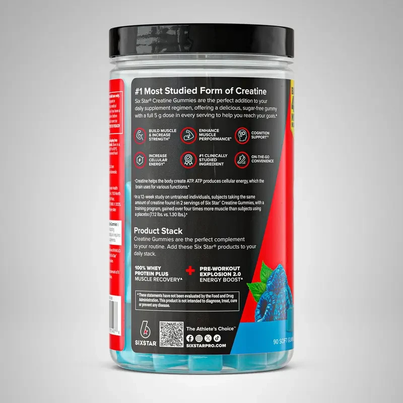 Creatine Gummies Blue Raspberry Muscle & Performance Supplement 5g 30 Servings
