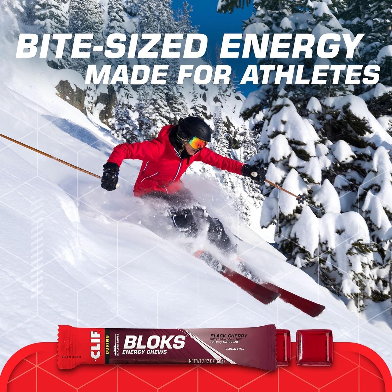 Clif Bloks Energy Chews Black Cherry Flavor 18 Packs with Caffeine