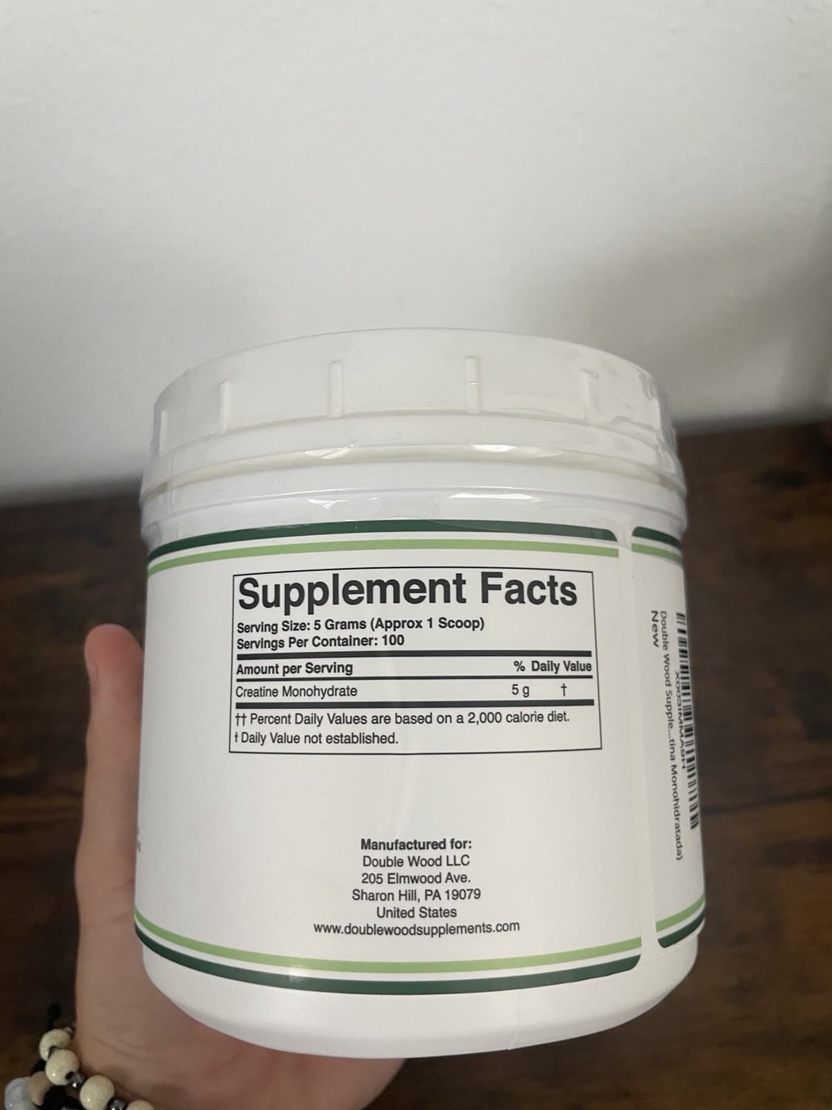 Double Wood Creatine Monohydrate 5g per serving 100 servings 1.1 LBS