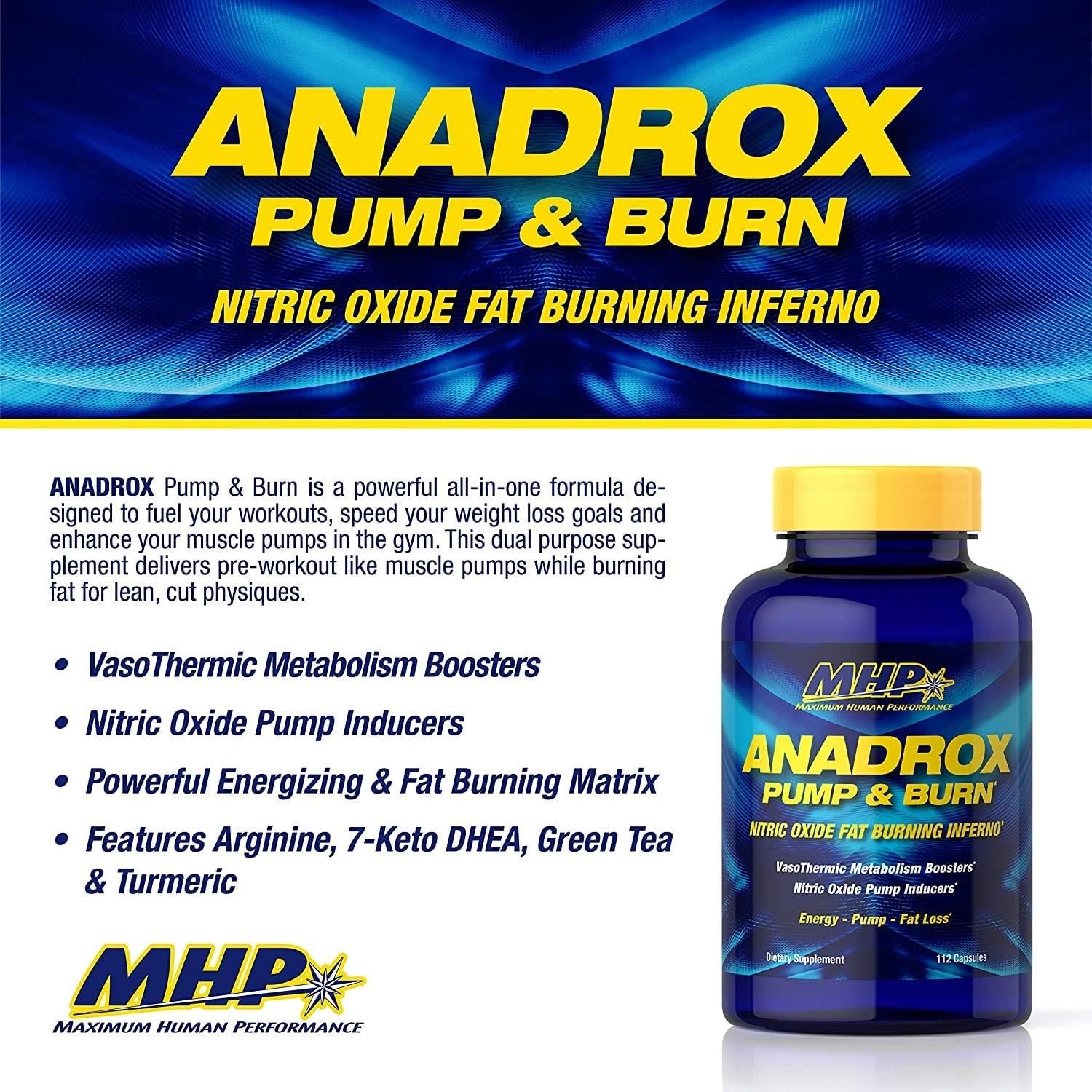 Maximum Human Performance Mhp Anadrox Pump Burn Nitric Oxide Fat Burning