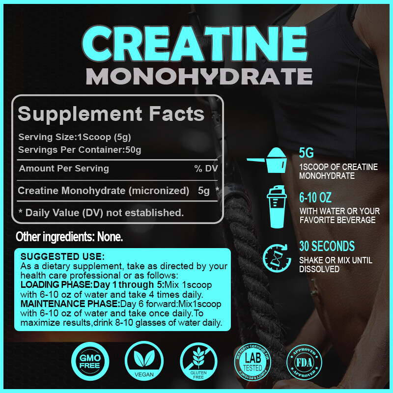 Micronized Creatine Monohydrate Powder 100/250g, 5g Servings,Unflavored Creatine