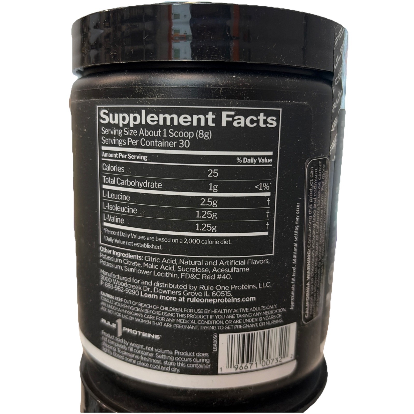 RULE 1 BCAA 30 serv Fruit Punch Branched Chain Amino Acids 222g