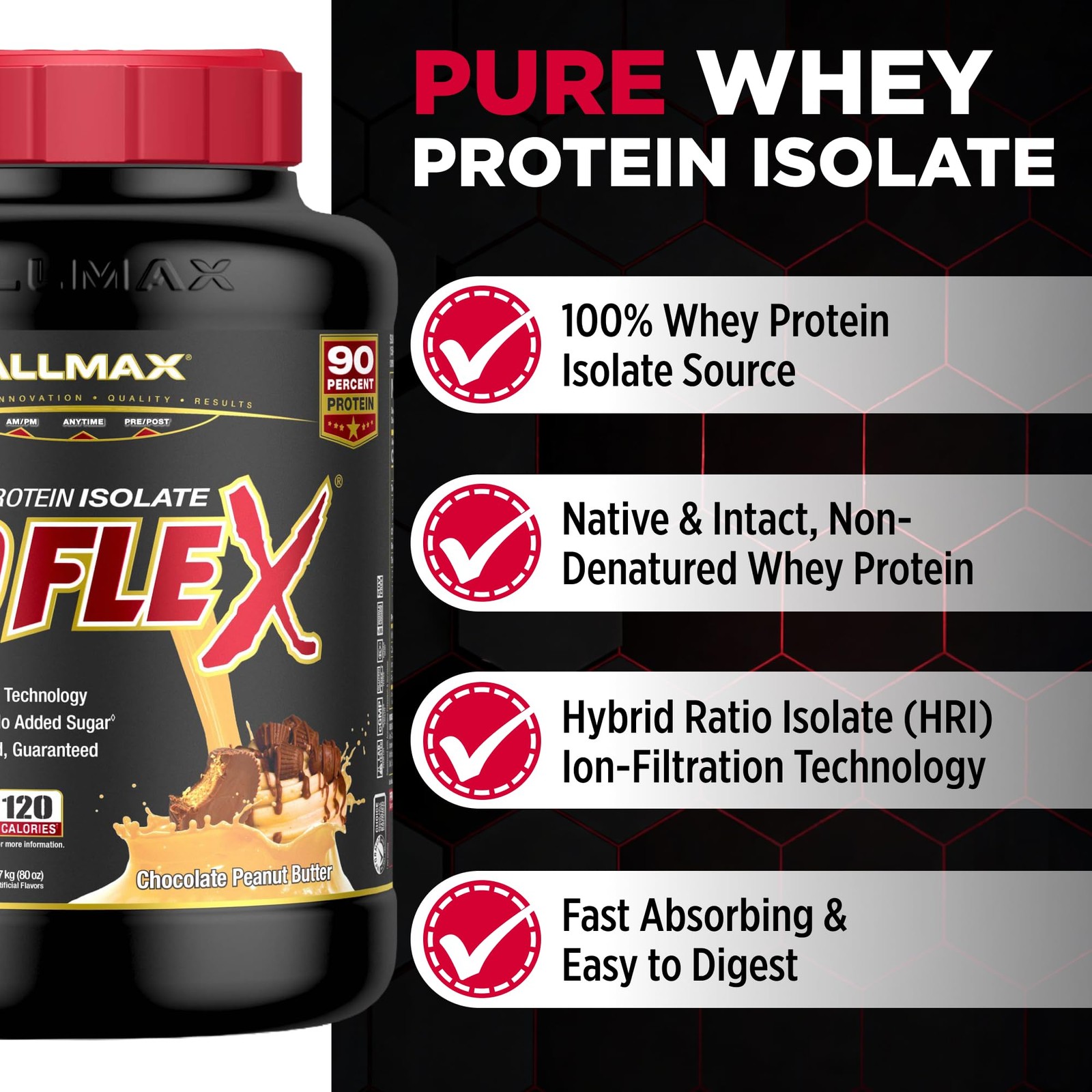 ALLMAX ISOFLEX Pure Whey Isolate Protein Powder – Gluten 5 Pound (Pack of 1)