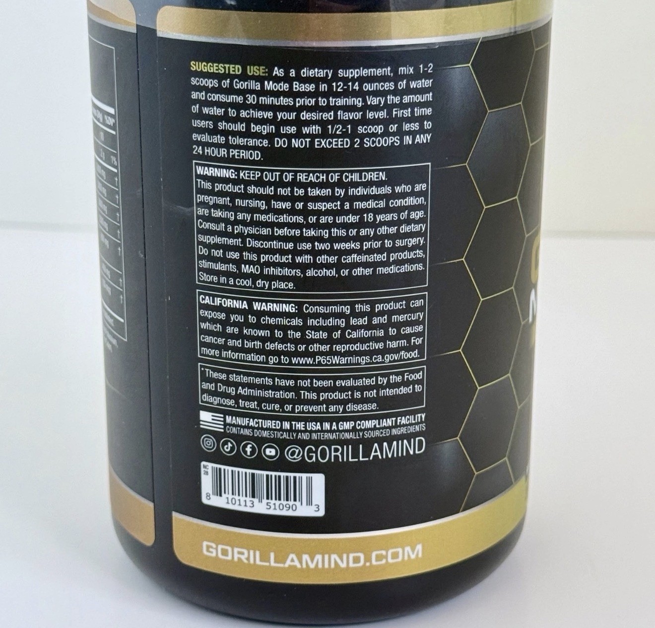 Gorilla Mode Base Pre Workout Formula Cherry Blackout 30 servings 0.79LB / 360G