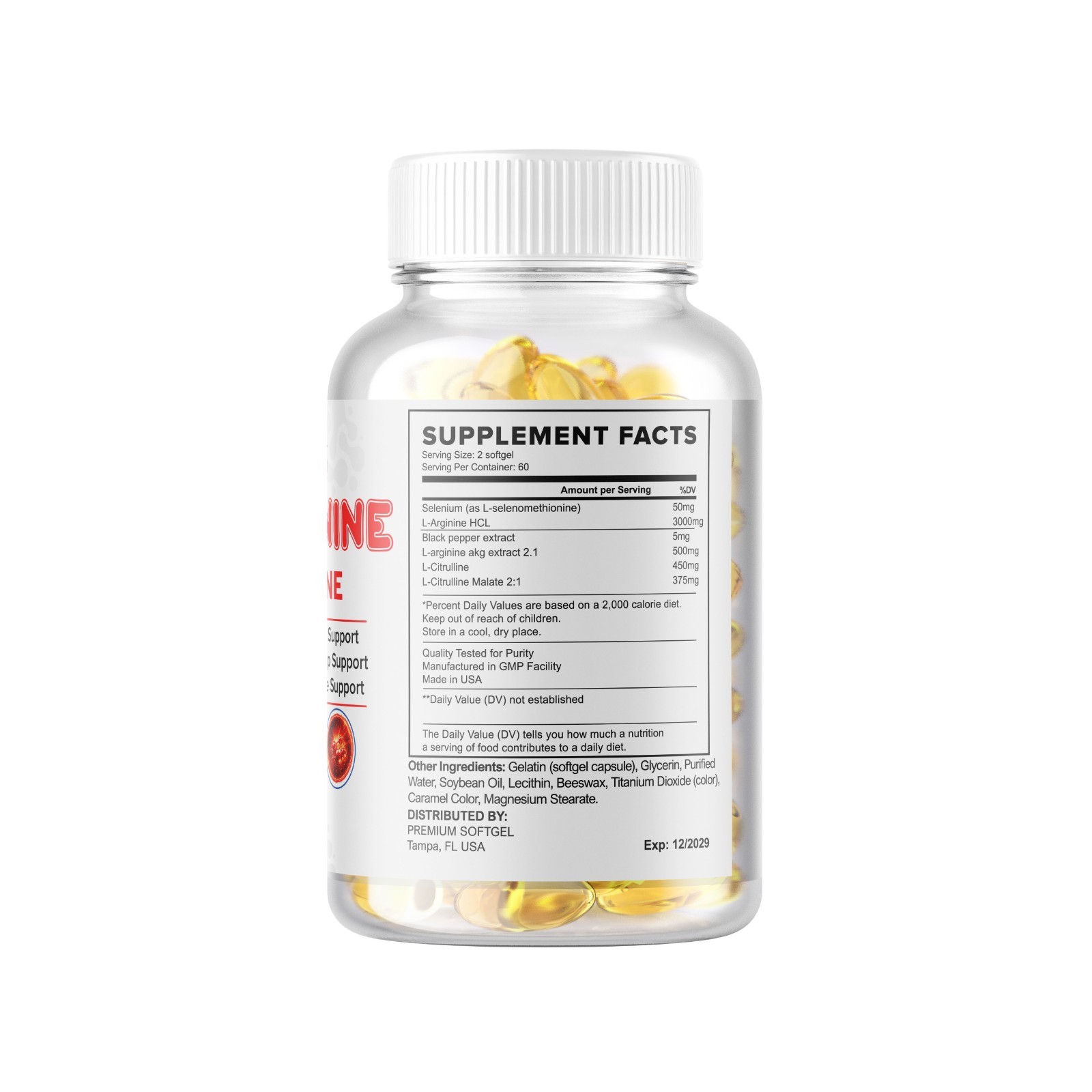L-Arginine L-Citrulline Nitric Oxide Booster 3000mg, 240 Softgels, 120 Servings