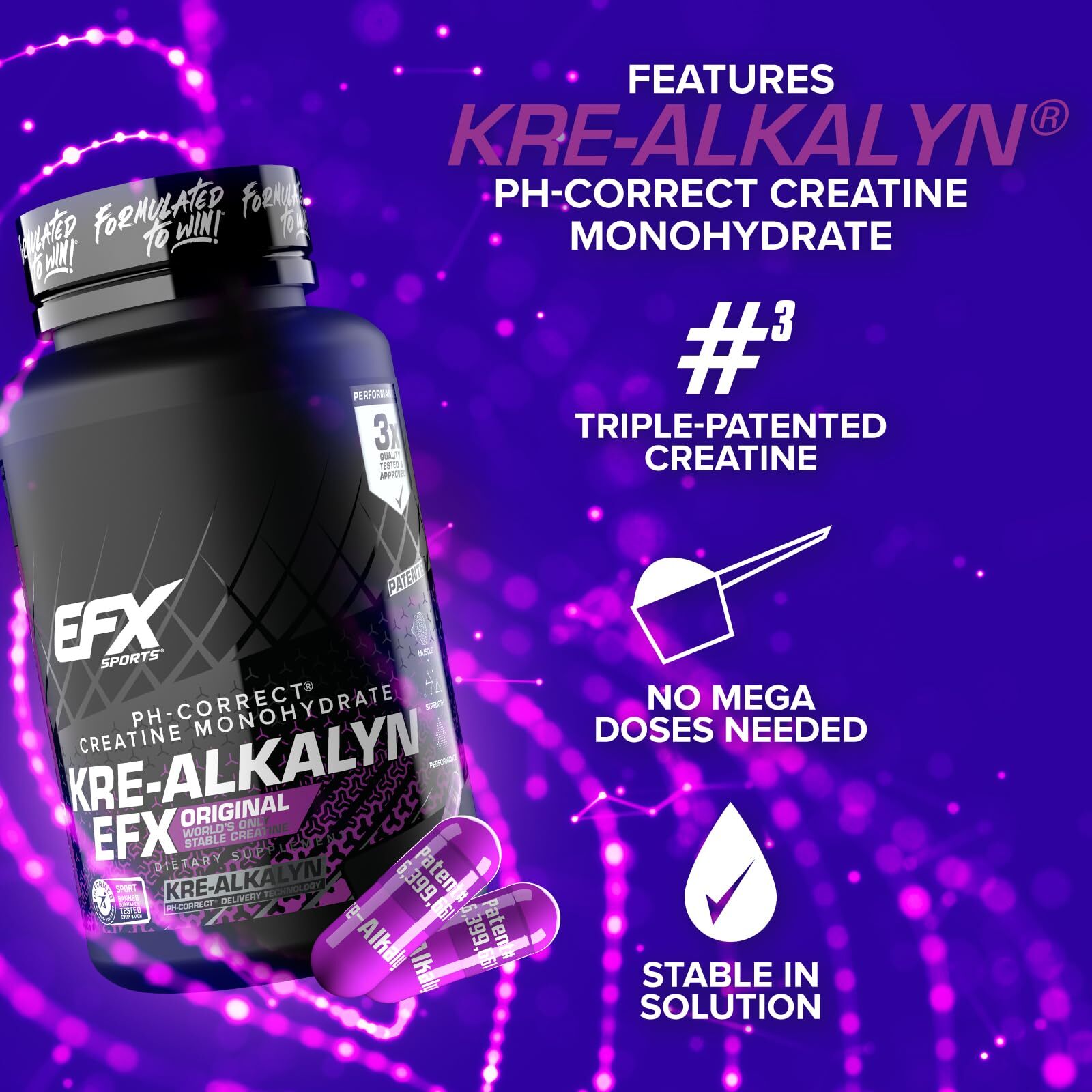 Kre Alkalyn EFX Creatine Capsules 120 Count pH Correct Muscle Gain Supplement