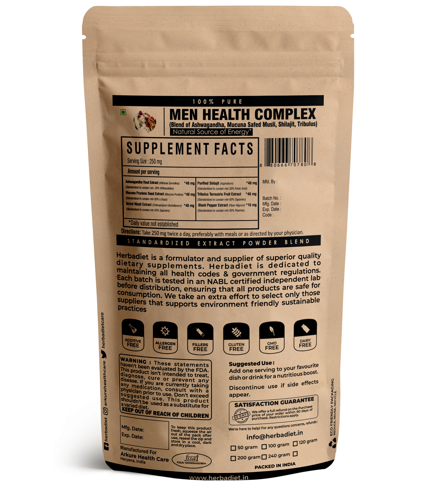 Men’s Sexual Health Supplement – Ashwagandha, Mucuna, Boost Stamina & Testostero