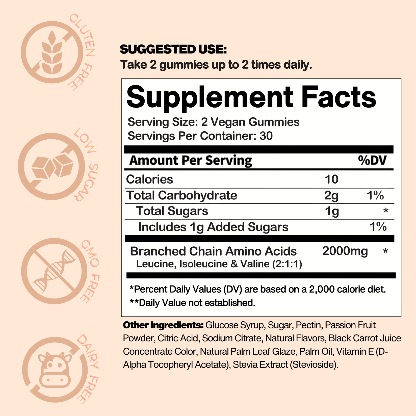 Recovery+ BCAA Gummies – 2:1:1 Branched Chain Amino Acids