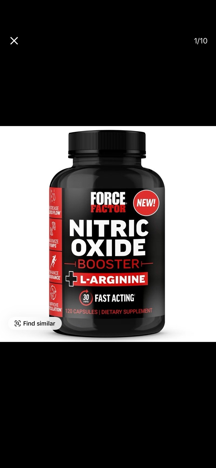 Force Factor Nitric Oxide Booster | Dietary Supplement (120 Capsules) EXP: 09/28