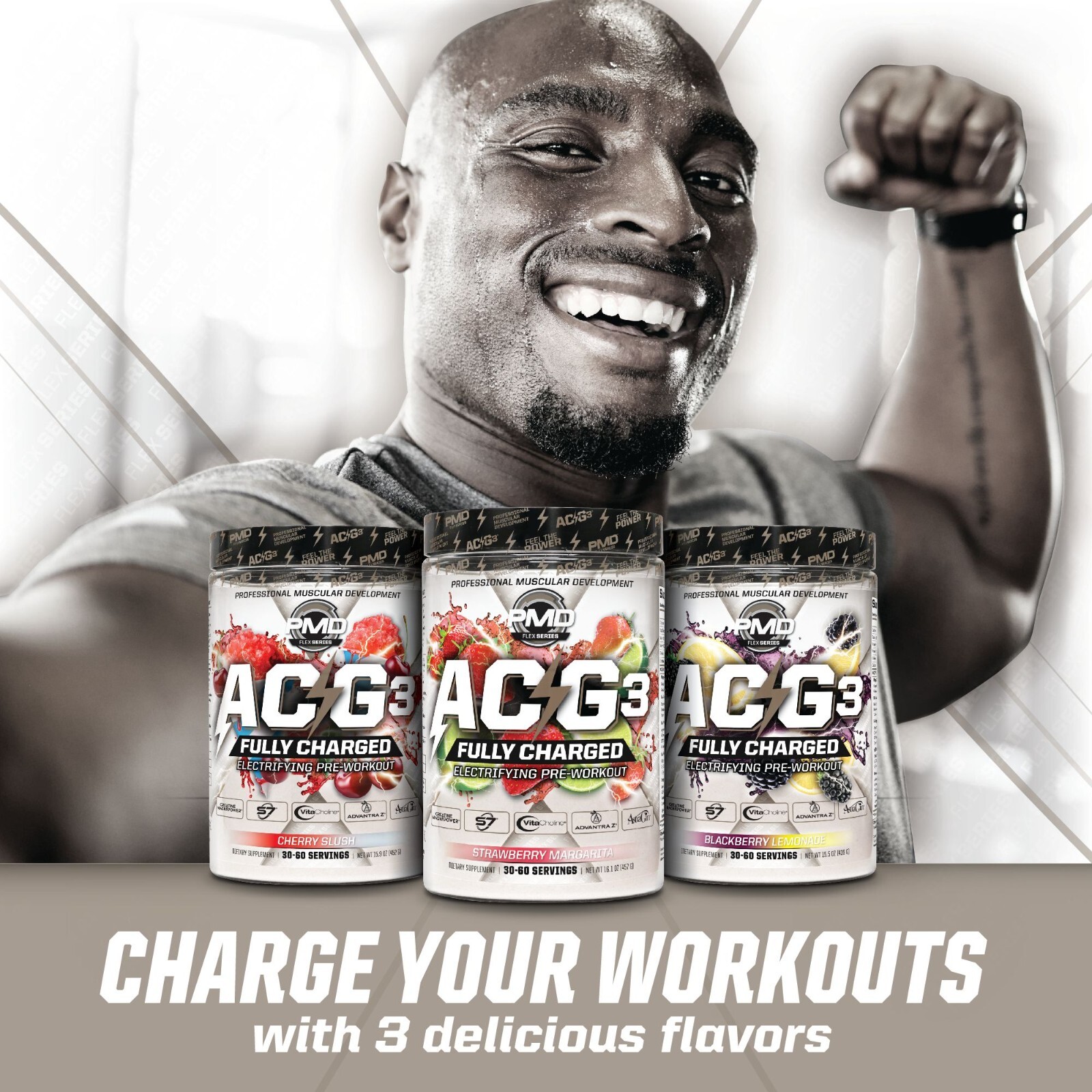 ACG3 Fully Charged- Pre Workout-Drink Mix- Strawberry Margarita (30-60 Servings)