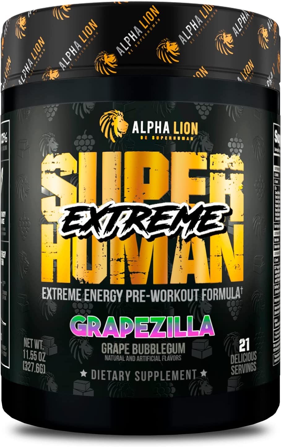 Alpha Lion Superhuman Extreme Pre-Workout Intense, Grapezilla (21 Servings)