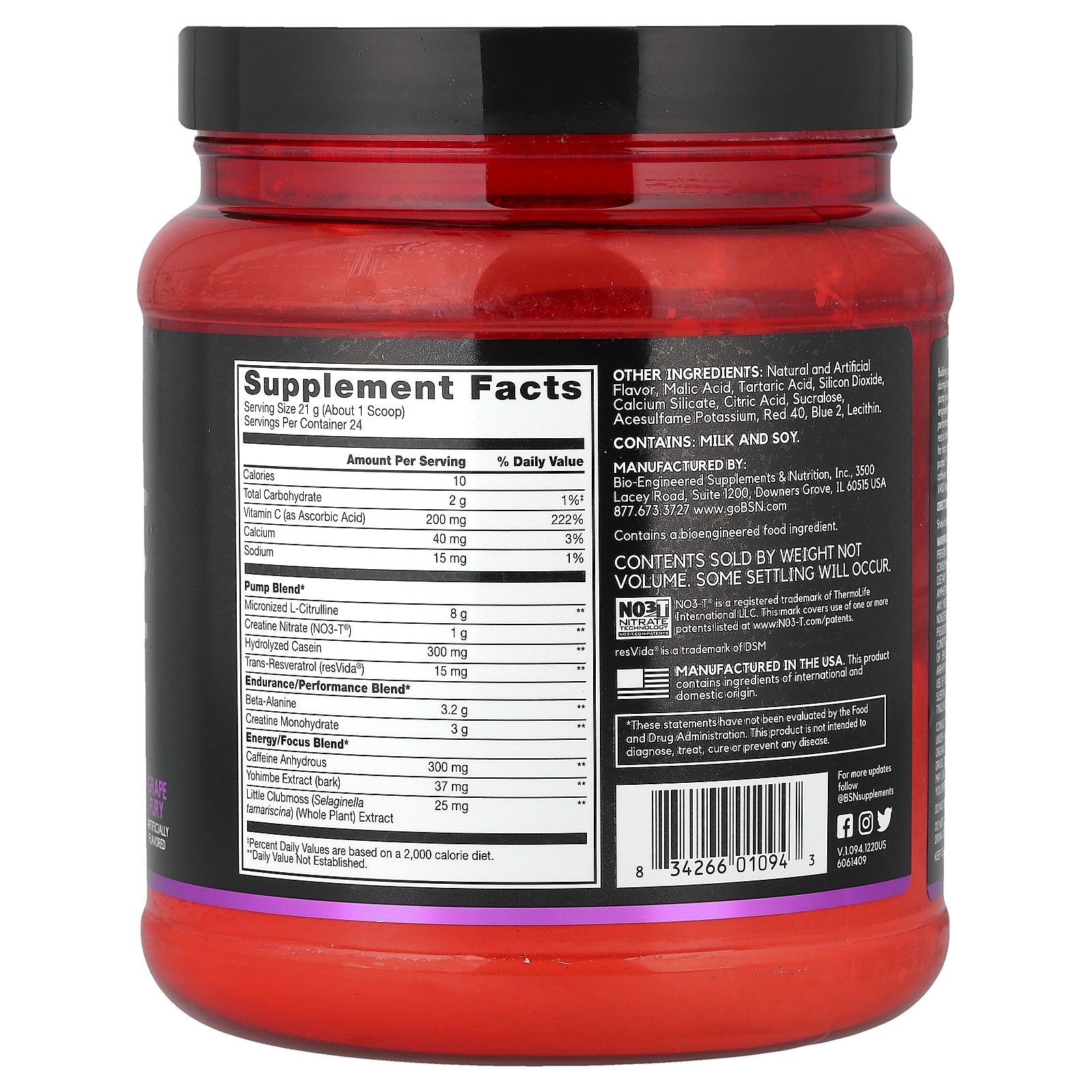 No-Xplode VASO, Ultimate Pump Pre-Workout, Grape Fury, 1.11 lb (504 g)