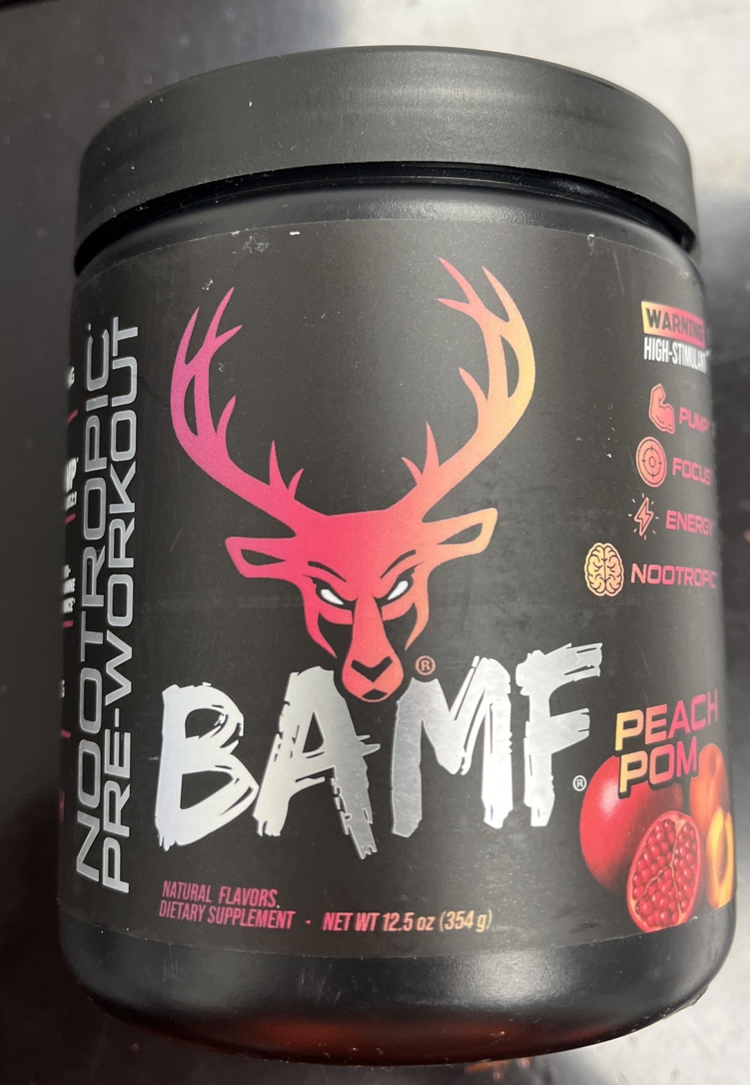 BUCKED UP NOOTROPIC PRE-WORKOUT PEACH POM HIGH STIM 30 SERV – 12.5 OZ EXP. 10/27