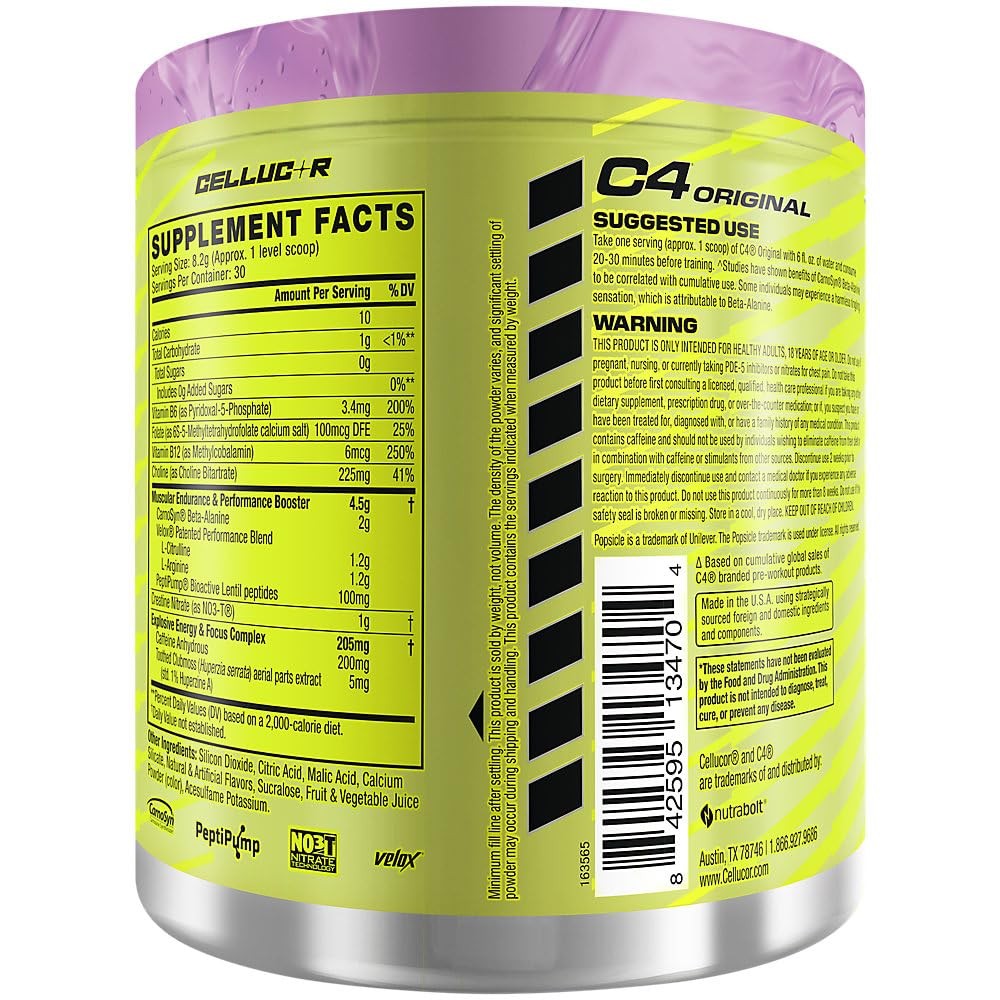 C4 Original Pre Workout – Popsicle Grape – Pre-Workout for Endurance, Focus a…