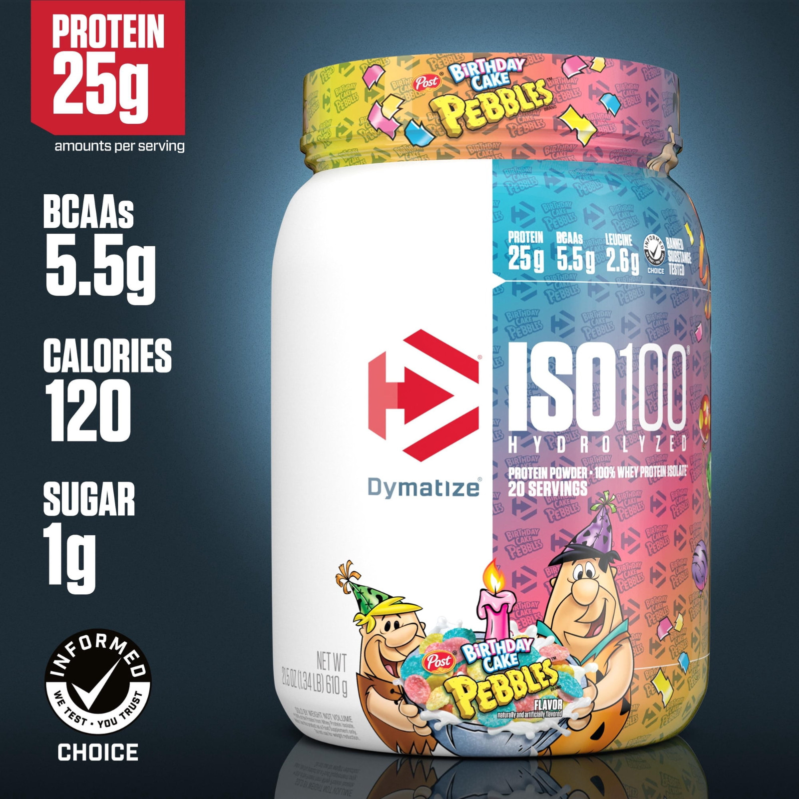 Dymatize ISO100 Whey Isolate Birthday Cake Pebbles 20 Serv (Birthday, FREESHIP)