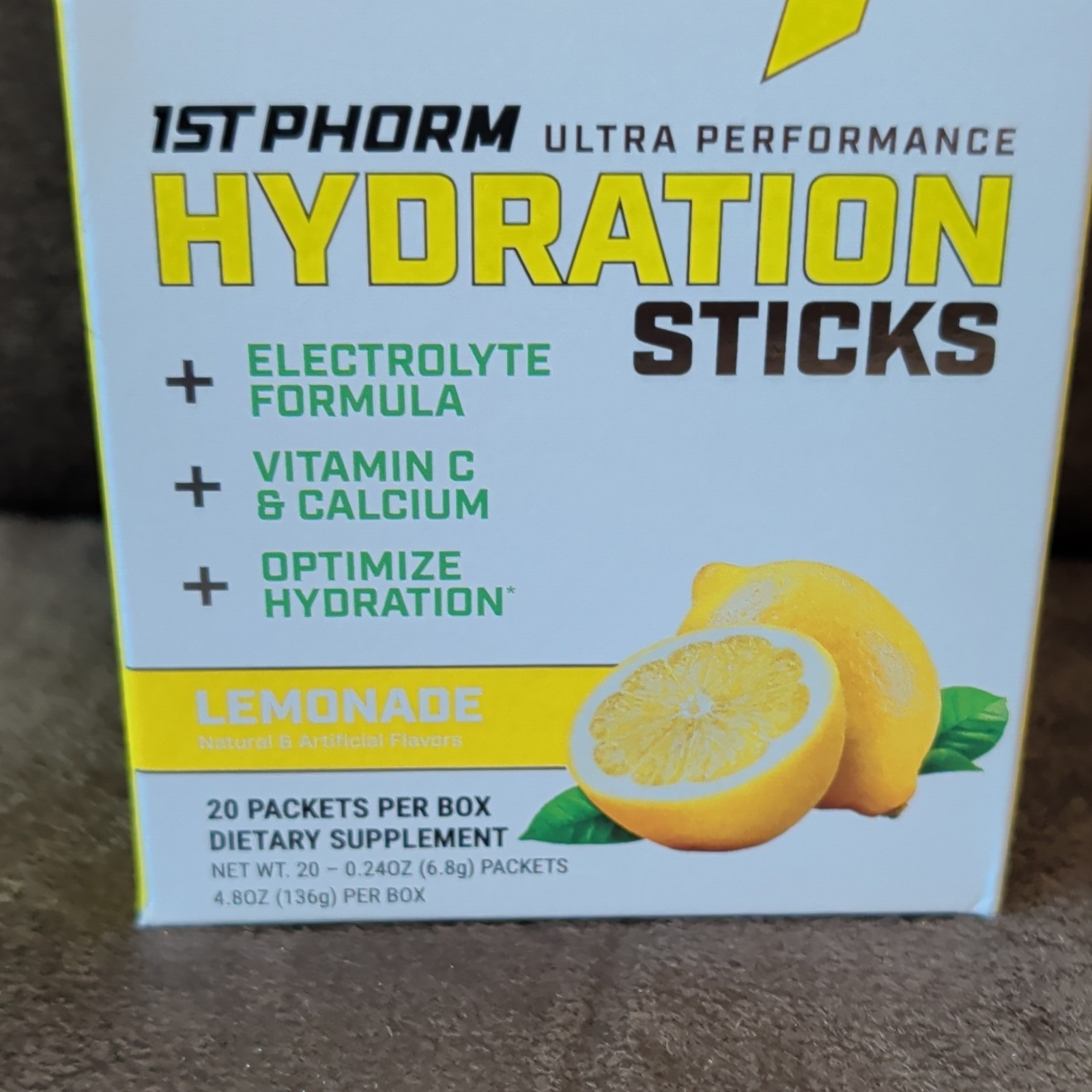 1st Phorm Hydration Electrolyte Drink Mix Powder Citrus 20 Pack Sugar-Free