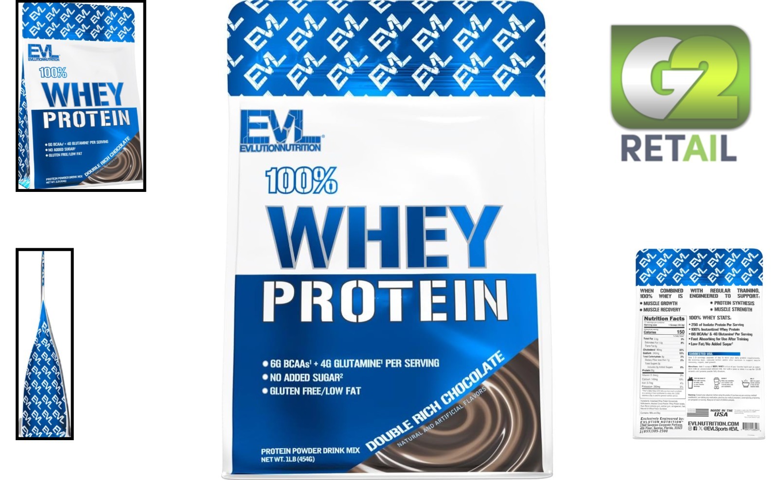 Ultra- 100% Whey Protein, 25g Protein and 6g BCAAs, Gluten Free, 1 LB