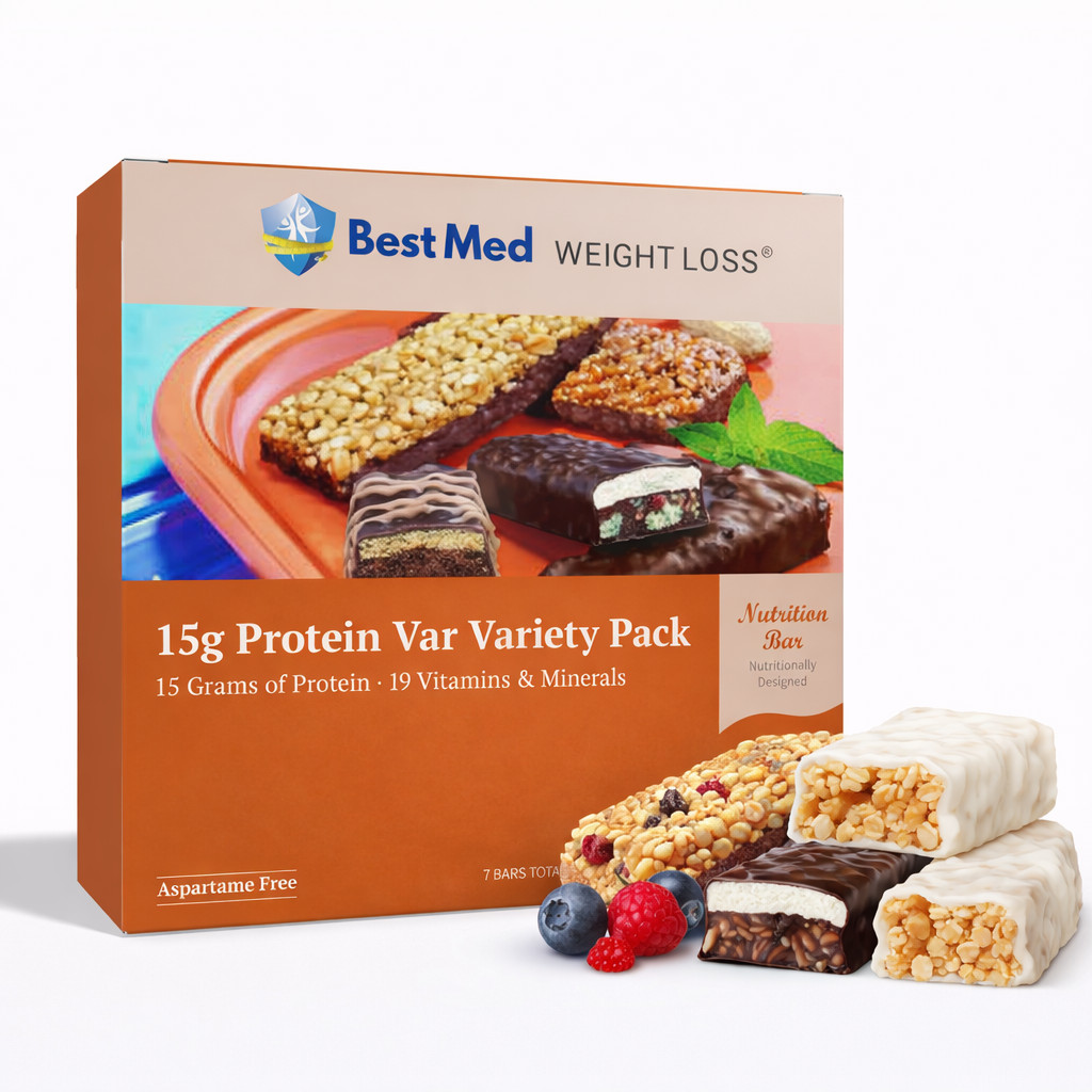 BestMed Weight Loss 15g Protein Bars, Variety Pack, Keto Friendly Diet 7ct