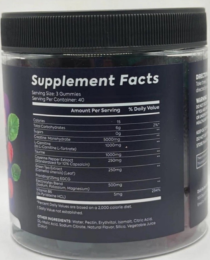 LOT OF THREE Bageto CREATINE Monohydrate Gummies 8000mg Ras Blue 120 Exp 8/27