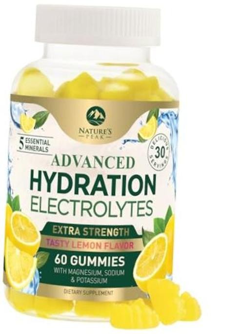 Hydration Electrolyte Gummies – Daily Liquid Replenisher 60 Count (Pack of 1)