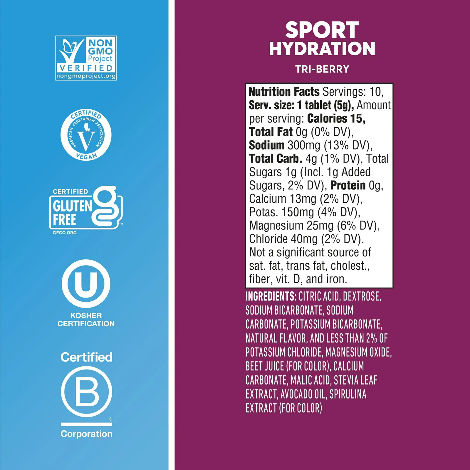Nuun Hydration Sport Drink Effervescent Tablets Tri – Berry 10 Count