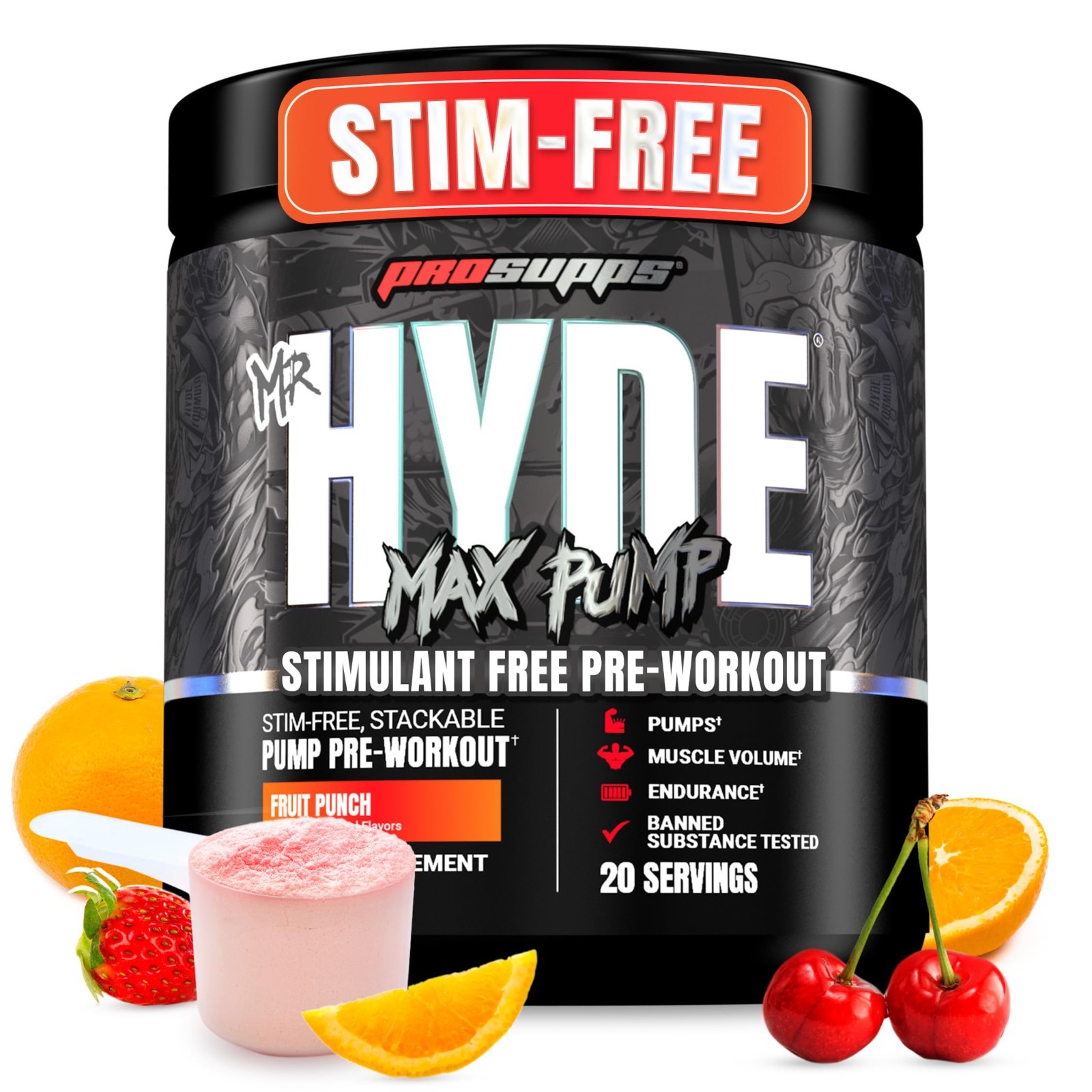 Stim-Free Pre Workout Powder – Nitric Oxide Booster for Blood Flow & Endurance –