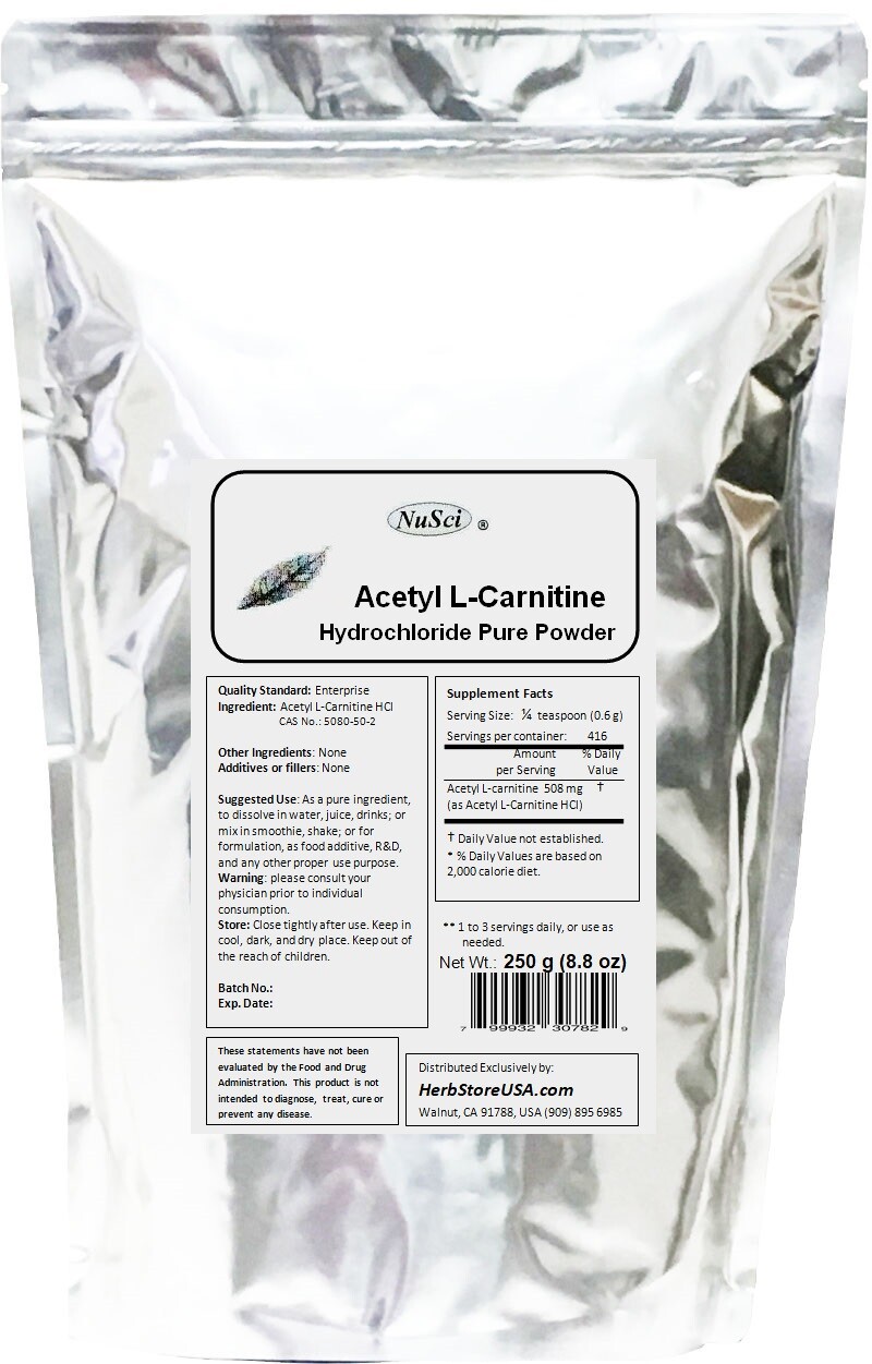 NuSci Acetyl L-Carnitine Powder ALC 250g (8.8 oz) Amino Acid longevity memory