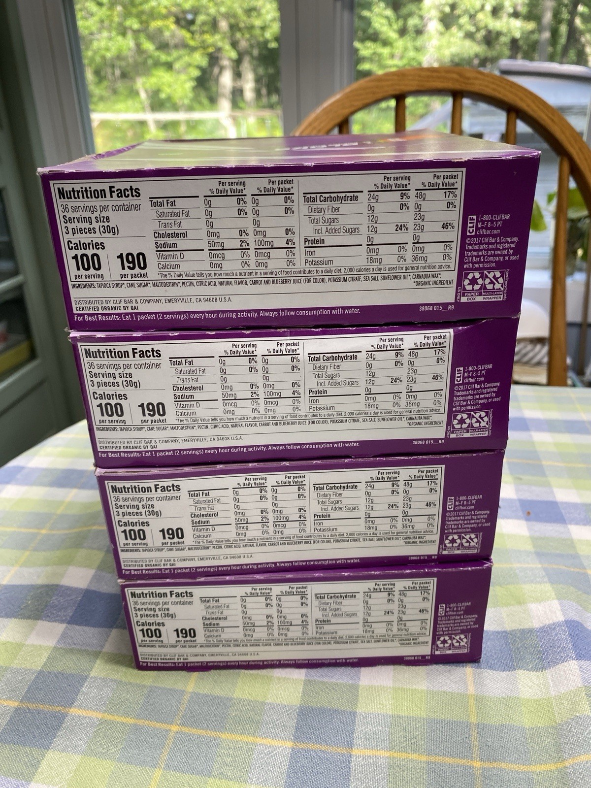 4 Boxes Clif Bar Bloks Energy Chews Mountain Berry 72 packets Expires August 26