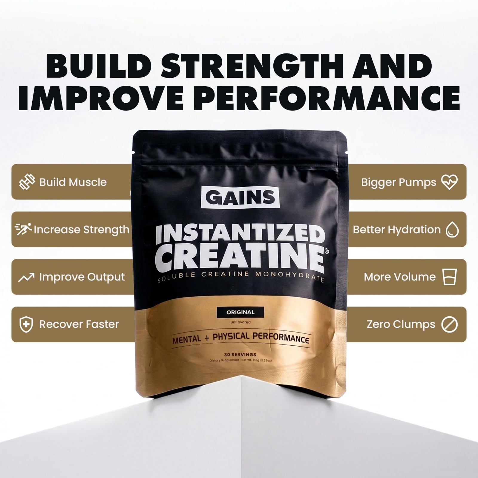 Instantized Creatine Monohydrate Powder, Unflavored, 100 Servings – Muscle Build