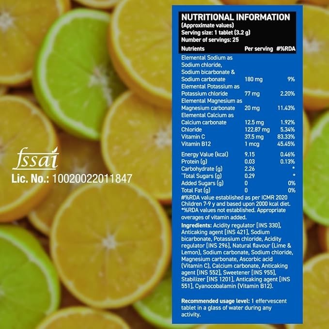 Fast&Up Reload Zero Electrolyte Tablets 25 Ct Lime Lemon Hydration