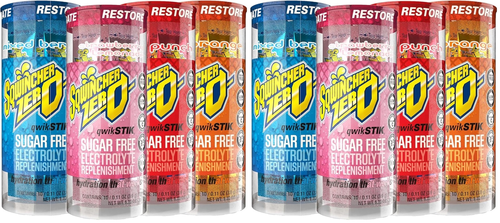 Sqwincher Zero Qwik Stik 4 Flavor Variety Pack Sugar Calorie Sodium Electrolyte