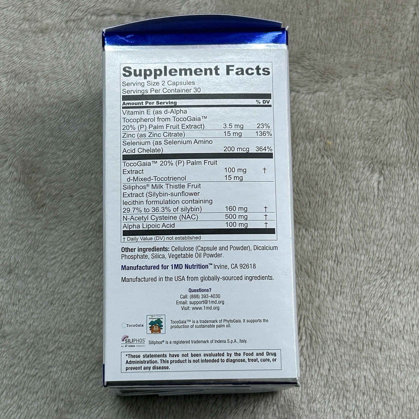 1MD LiverMD Liver Support Supplement Siliphos Milk Thistle Extract EXP 10/2026