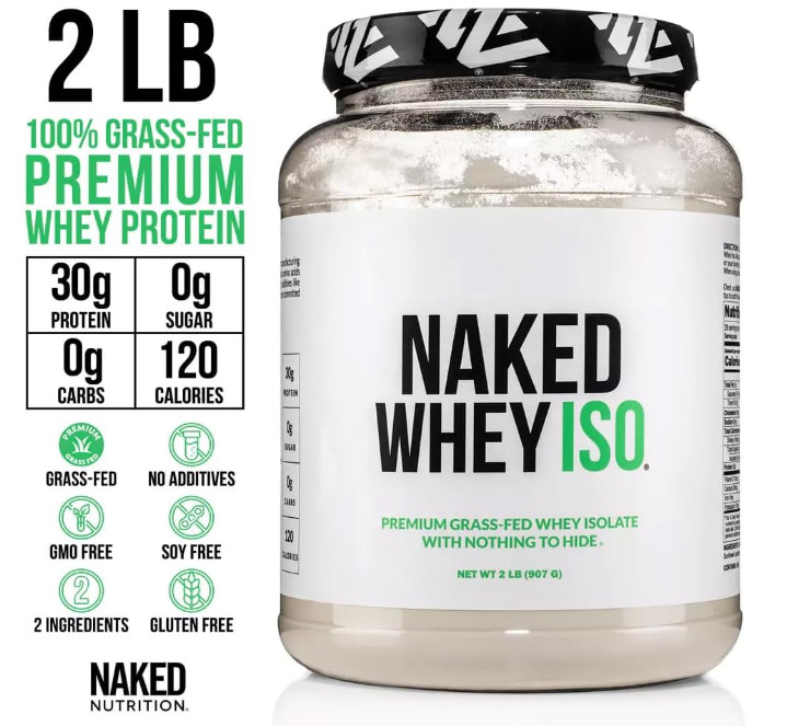 NAKED Whey Isolate Protein Unflavored, Grass-Fed, 28 Servings