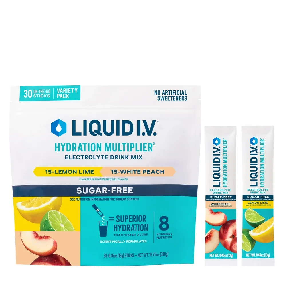LIQUID IV HYDRATION SUGAR FREE MULTIPLIER PACKETS ELECTROLYTES DRINK FRUIT 30 PK