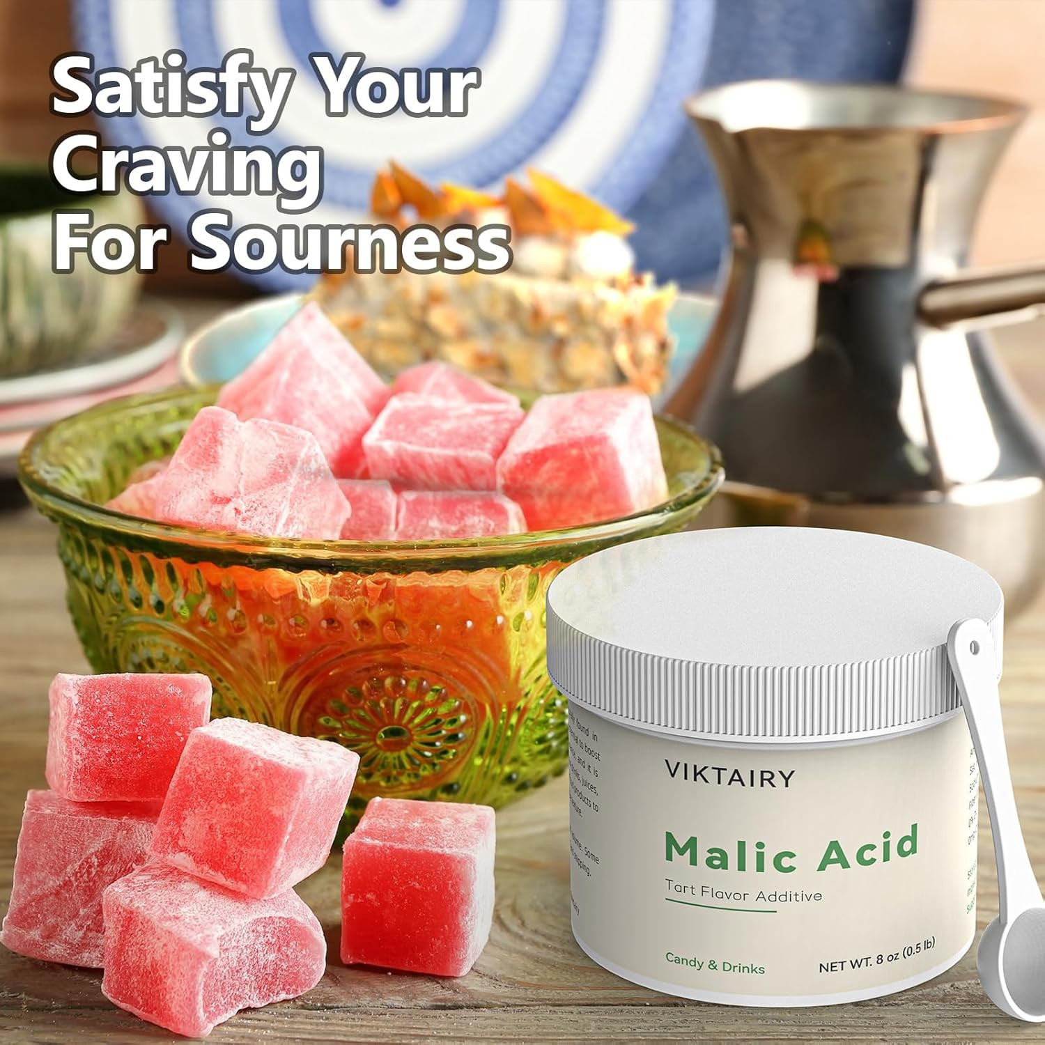 2.5 LB Malic Acid, Food Grade Malic Acid Powder Tart Flavor for Making Sour Cand