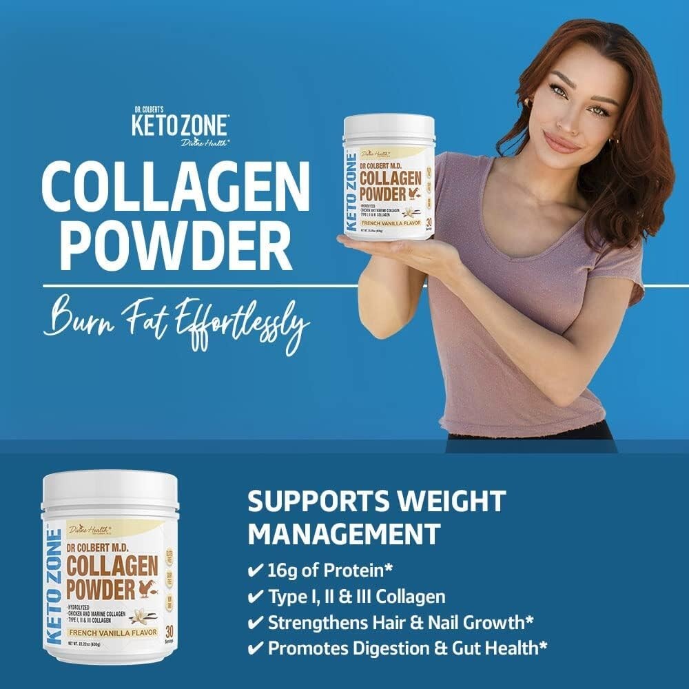 Divine Health Dr. Colbert Keto Zone Vanilla Collagen Powder® (30 Servings)