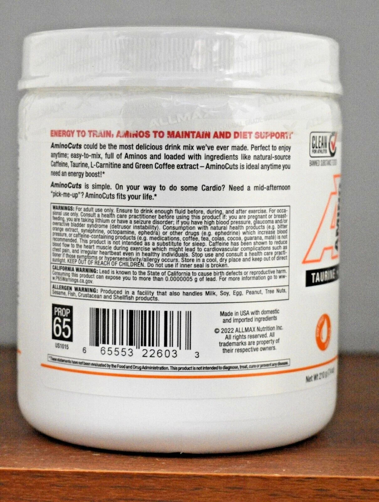 Allmax Nutrition AminoCuts A:CUTS Orange 210g Amino Energy Fat Burner Sugar Free