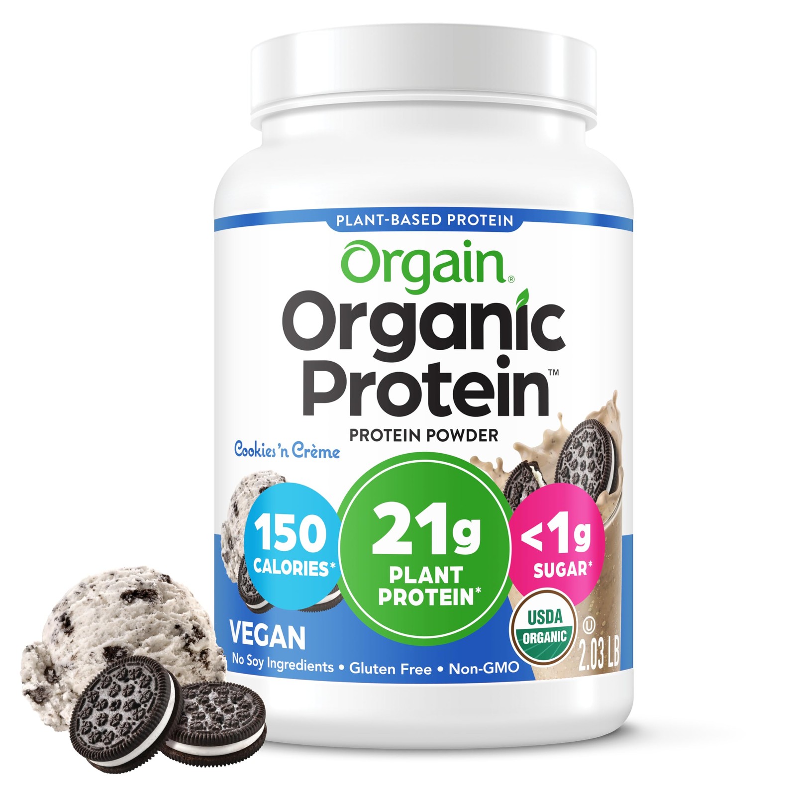 Orgain Organic Vegan Protein Powder, 2.03 Pound (Pack of 1), Cookies ‘N Cream