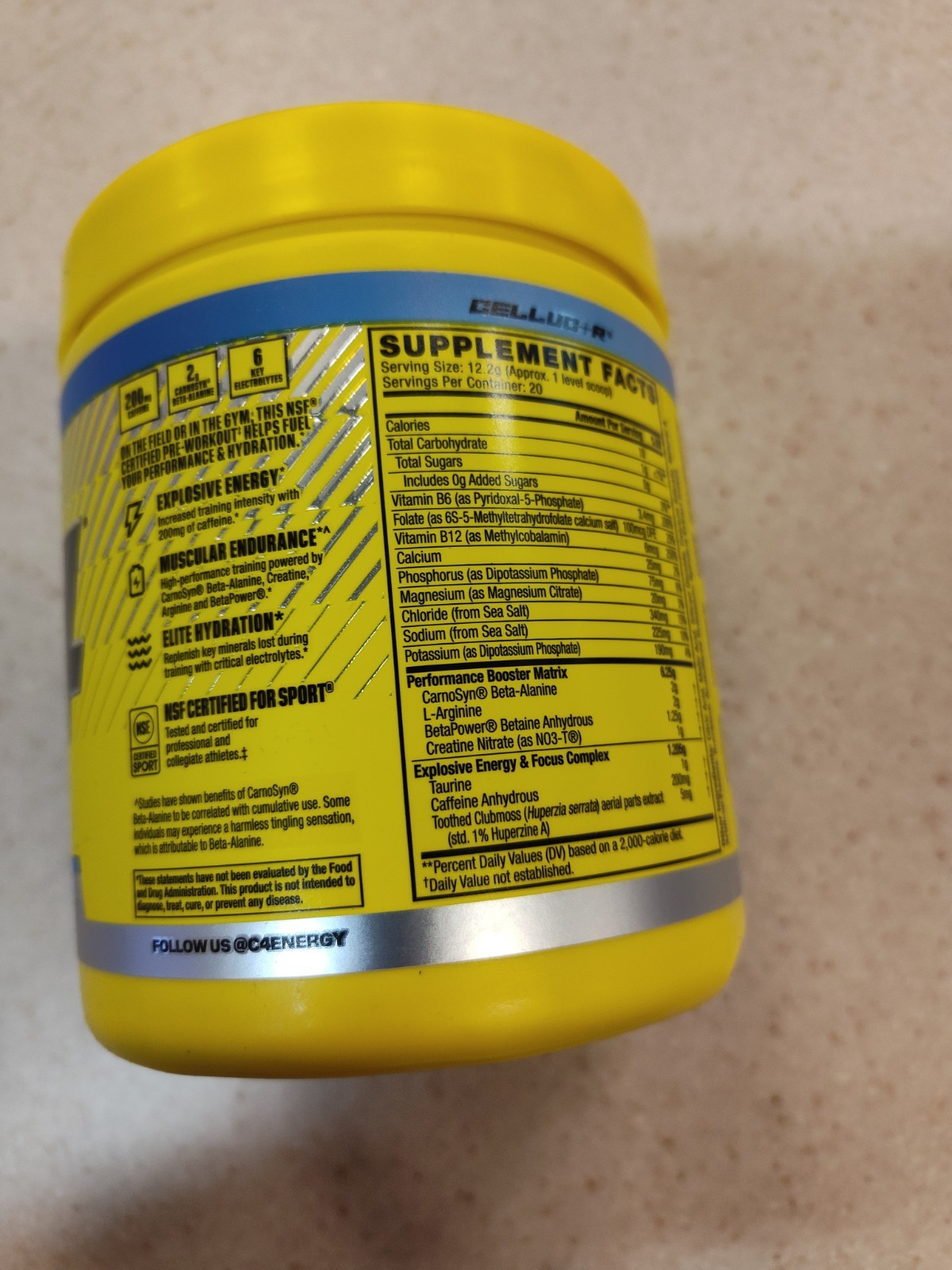 Cellucor C4 Sport Original Pre Workout Powder Icy Blue Razz 20 Servings 10/2027