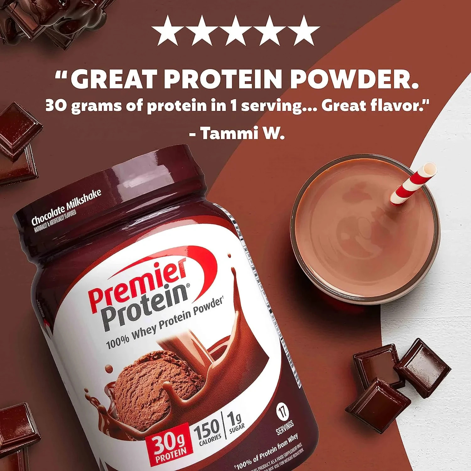 Premier Protein 100% Whey Protein Powder Chocolate 24.5 oz 2-Pack Fast Ship USA