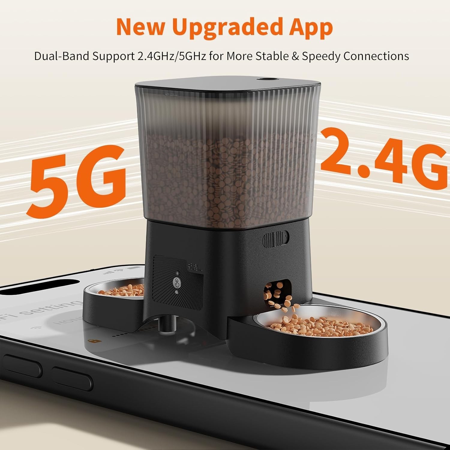 HoneyGuaridan Automatic Cat Feeder for 2 Cats,3.5L Dual Cat Food Dispenser, 2.4G