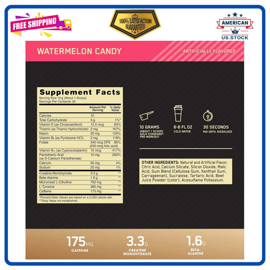 Optimum Nutrition Gold Standard Pre-Workout Watermelon Candy 30 Servings